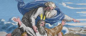 Gemälde, das darstellt, wie Gott Moses das verheißene Land zeigt.