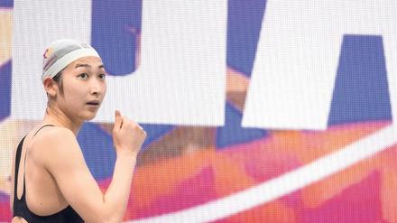 Kann es kaum fassen: Schwimmerin Rikako Ikee nach ihrem Sieg. 