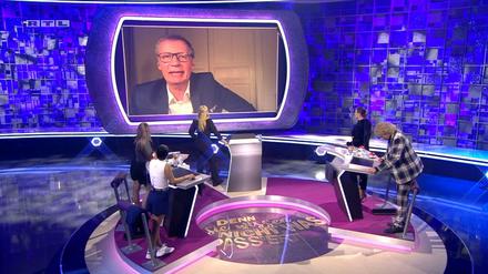Etwas mitgenommen: Günther Jauch konnte wegen seiner Corona-Erkrankung nur per Videoschalte an der RTL-Samstagsshow teilnehmen.
