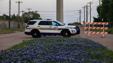 Polizeiauto am Tatort in Bryan, Texas.