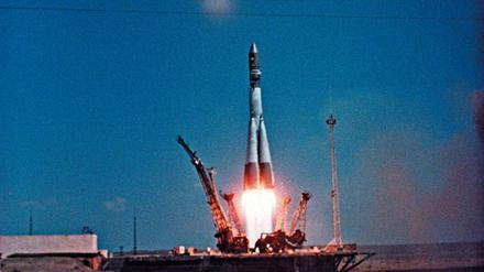 Start von Wostok 1, 12. April 1961. An Bord: Juri Gagarin.