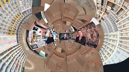 Die Videoarbeit „Space-Dot-Com“ von Sharon Paz.