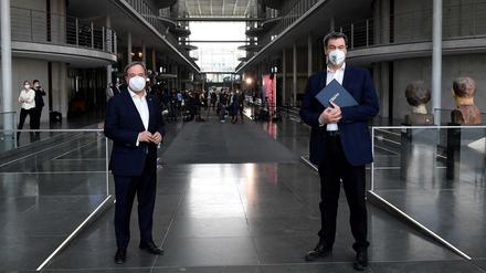 Die beiden potenziellen Unions-Kanzlerkandidaten Armin Laschet und Markus Söder.