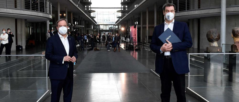Die beiden potenziellen Unions-Kanzlerkandidaten Armin Laschet und Markus Söder.