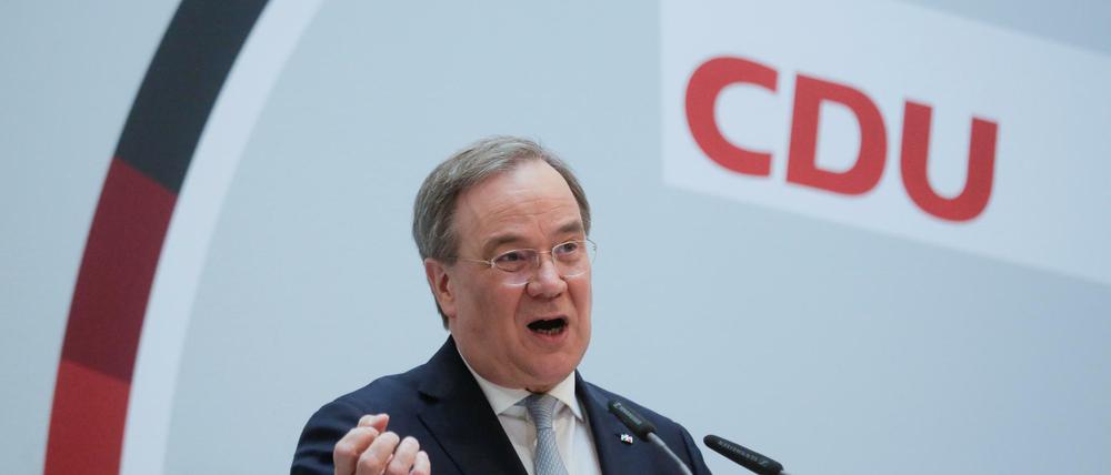Armin Laschet am Montag bei der Pressekonferenz.