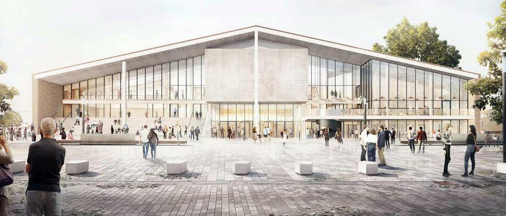 Das geplante Museum der Moderne, Ansicht vom Scharounplatz (Nordfassade).