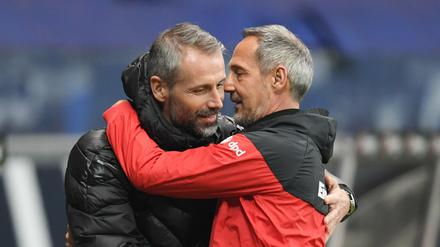 Bäumchen wechsel dich. Marco Rose (links) geht von Gladbach nach Dortmund, der bisherige Frankfurter Hütter wird sein Nachfolger.