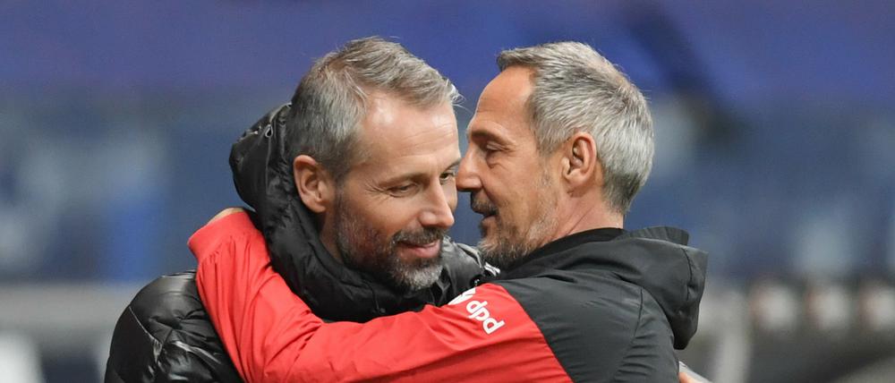 Bäumchen wechsel dich. Marco Rose (links) geht von Gladbach nach Dortmund, der bisherige Frankfurter Hütter wird sein Nachfolger.