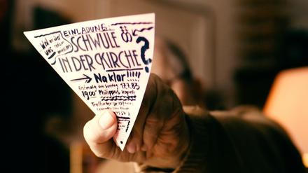 Flyer von 1983, mit dem „Schwule in der Kirche“ zu einem Treffen in Berlin einluden. 