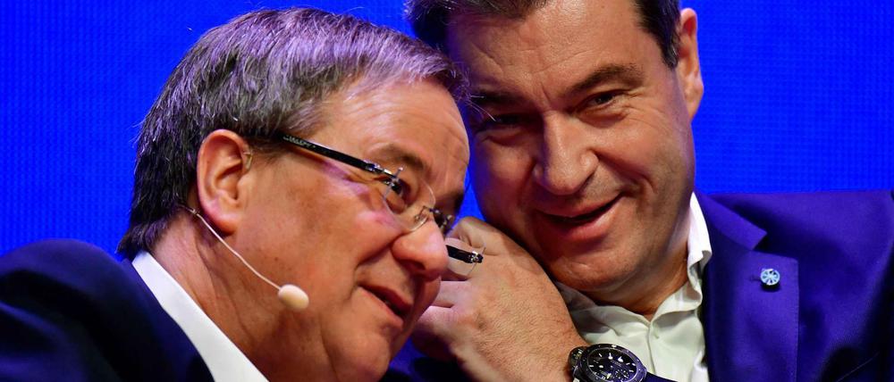Ich und du. Die Ministerpräsidenten Armin Laschet (links) und Markus Söder im April 2019 beim Beginn der Wahlkampagne zu den Europawahlen in trauter Einigkeit.
