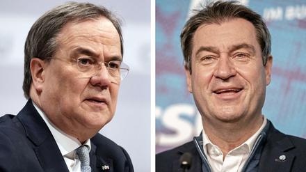 Die K-Frage bleibt zwischen CDU-Chef Laschet (links) und dem CSU-Vorsitzenden Söder vorerst unentschieden. 