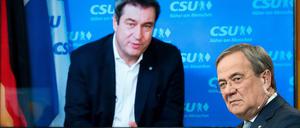 Im Duell um die Kanzlerkandidatur: Markus Söder (l) und Armin Laschet.
