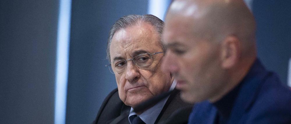 Florentino Perez (links, hier mit Reals Trainer Zinedine Zidane) ist einer der treibenden Köpfe hinter der Super League.
