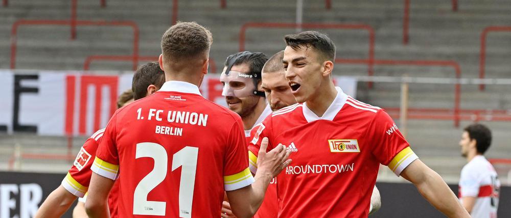 Petar Musa (rechts) spielt seit Anfang Februar für Union und bejubelte am Samstag sein erstes Tor für die Berliner.