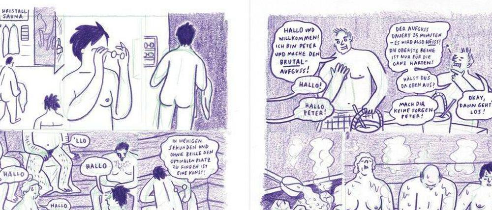 In der Sauna: Eine Szene aus „Der Trip“.