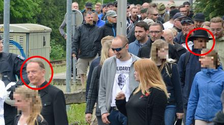 Haverbeck-Demo im Mai 2018: Neben Bernhard Schaub (l.) war der Geschäftsführer der Schule (r.) dabei.