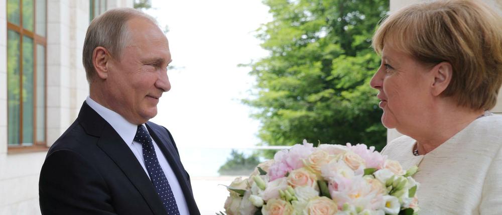Sie kennen sich: Putin und Merkel in Sotchi im Mai 2018.