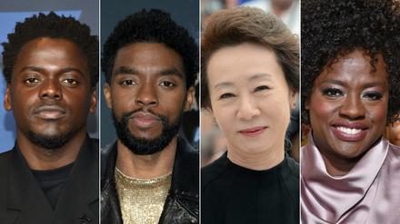 Daniel Kaluuya, Chadwick Boseman, Youn Yuh-jung und Viola Davis (v. li.) haben gute Aussichten auf einen der Darsteller:innen-Preise.