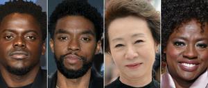 Daniel Kaluuya, Chadwick Boseman, Youn Yuh-jung und Viola Davis (v. li.) haben gute Aussichten auf einen der Darsteller:innen-Preise.