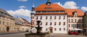Das Rathaus von Oederan im Landkreis Mittelsachsen.