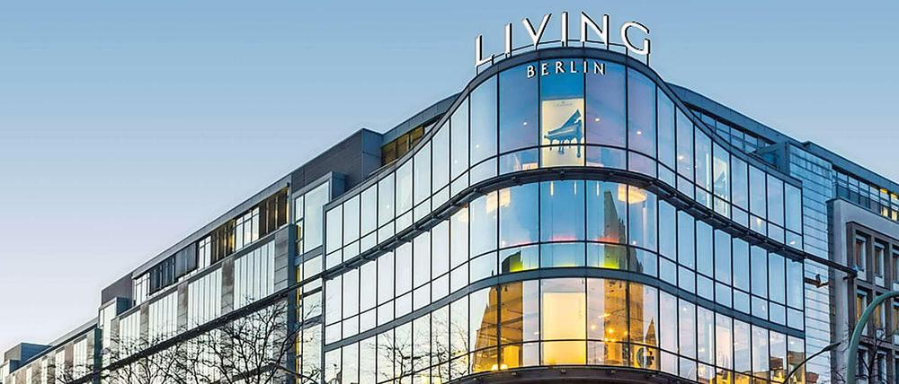 Ein Modellbild zeigt bereits das neue Logo am Designcenter in der Kant- / Ecke Uhlandstraße.