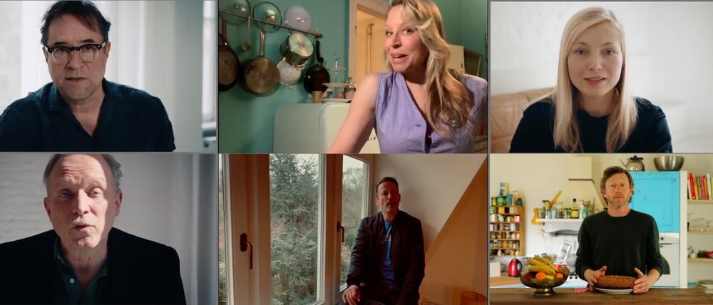 Die Kombo aus einzelnen Video-Standbildern der Internetaktion #allesdichtmachen via Youtube zeigt Schauspieler, die sich an der Internetaktion unter dem Motto #allesdichtmachen beteiligen.