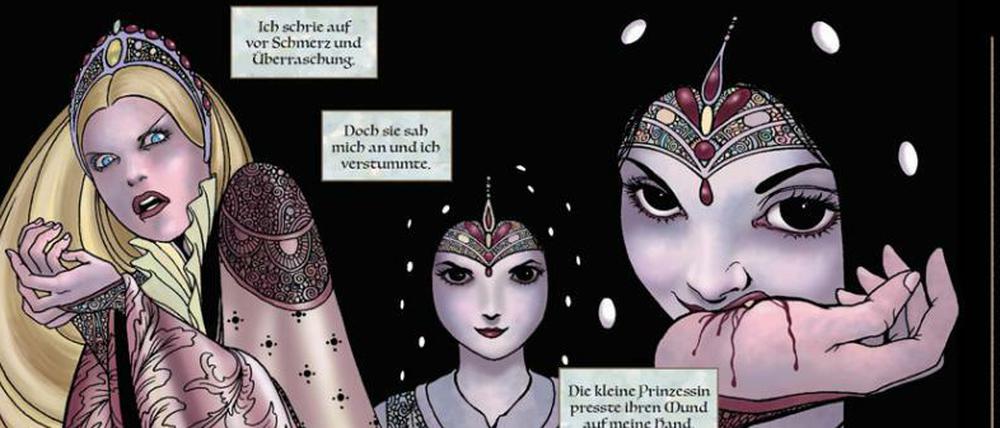 Zwischen Horror und Fantasy: Eine Seite aus „Snow, Glass, Apples“.