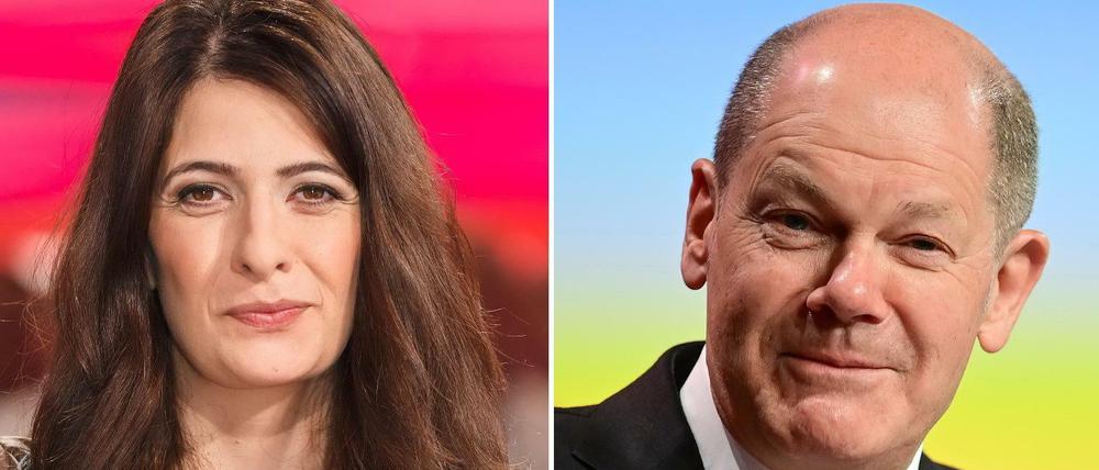Der erste Gast von Linda Zervakis: SPD-Kanzlerkandidat Olaf Scholz beim Interview-Debüt der ehemaligen "Tagesschau"-Sprecherin auf ProSieben.