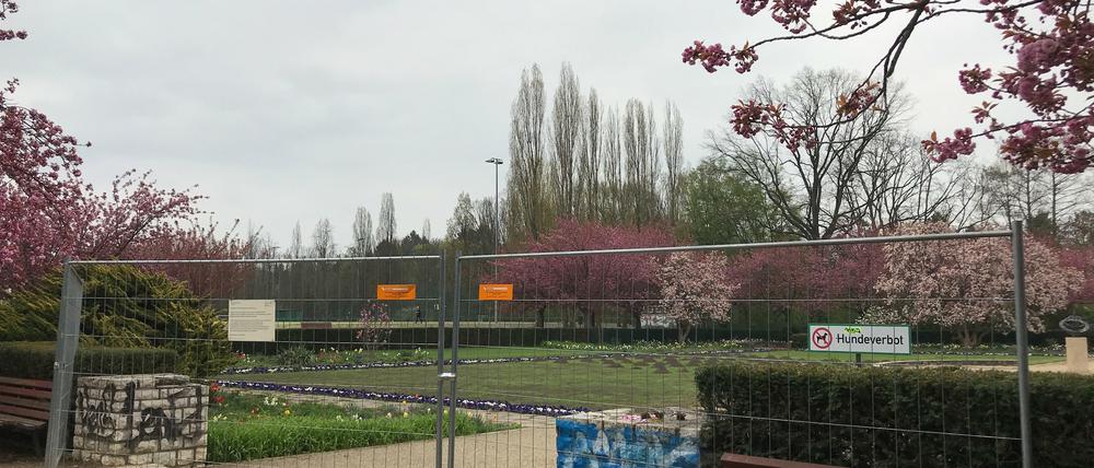 Gesperrt. Die Rasenfläche wurde beim Fußballspielen zerstört. Jetzt soll das Gras erst anwachsen.