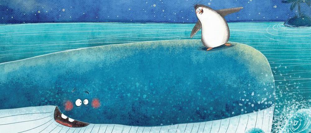 Bis ans Ende der Welt und retour. Der Pinguin Humboldt lässt sich vom Pottwal Beaufort bis auf die Nordhälfte der Erdkugel schippern. 
