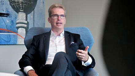 Carsten Jung, Chef der Berliner Volksbank, in der Geschäftsstelle Unter den Linden in Berlin-Mitte.