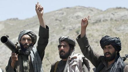 Taliban-Kämpfer reagieren auf eine Rede ihres hochrangigen Führers im Distrikt Shindand in der Provinz Herat, Afghanistan. (Archivfoto)