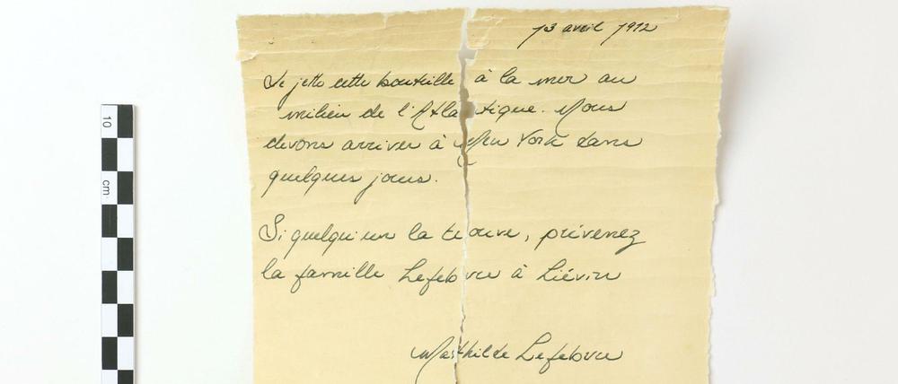 Diesen Brief fand die Familie in einer Flaschenpost. 