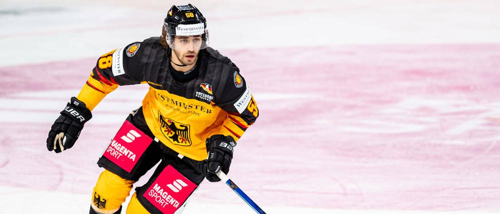 Stürmer Markus Eisenschmid von den Adler Mannheim hat große Ziele für die WM.