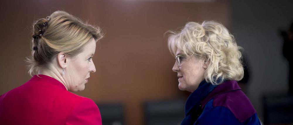 Das Amt von Franziska Giffey (links) übernimmt bis zur Bildung einer neuen Regierung Justizministerin Christine Lambrecht.