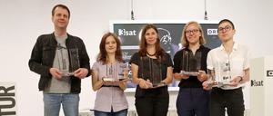 Die Sieger und Siegerinnen in Klagenfurt im Jahr 2018: Bov Bjerg, Özlem Özgül Dündar, Tanja Maljartschuk (Ingeborg-Bachmann Preis), Raphaela Edelbauer and Anna Stern.