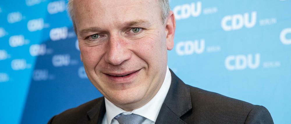 Kai Wegner, Parteivorsitzender der Berliner CDU, bei einer Pressekonferenz. Am 19. Juni will die CDU ihr Wahlprogramm beschließen und will dafür auf die Berliner hören.