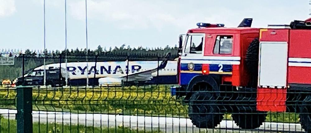 Die Ryanair-Maschine am Minsker Flughafen.