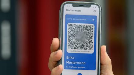 So sieht der digitale Impfpass aus, der in der Metropolishalle vorgestellt wurde.