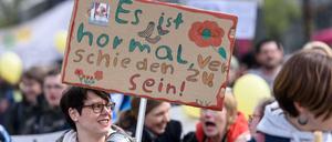 "Es ist normal, verschieden zu sein": Eine Teilnehmerin der Demonstration "Inklusion statt Selektion" im Jahr 2019.