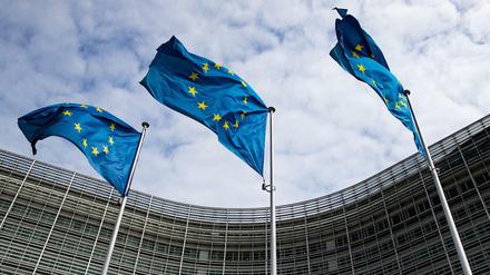 Europaflaggen vor dem Sitz der Europäischen Kommission in Brüssel (Archivbild)