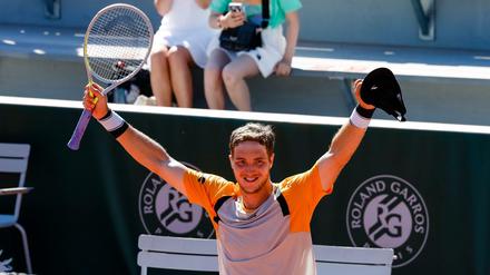 Jan-Lennard Struff hatte nach dem unerwarteten Erstrundensieg allen Grund zur Freude. 