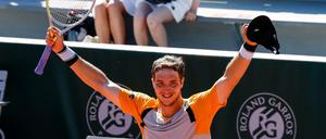 Jan-Lennard Struff hatte nach dem unerwarteten Erstrundensieg allen Grund zur Freude. 