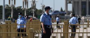 32. Jahrestag des Massakers von 1989: Polizei überwacht den Platz des Himmlischen Friedens in Peking.