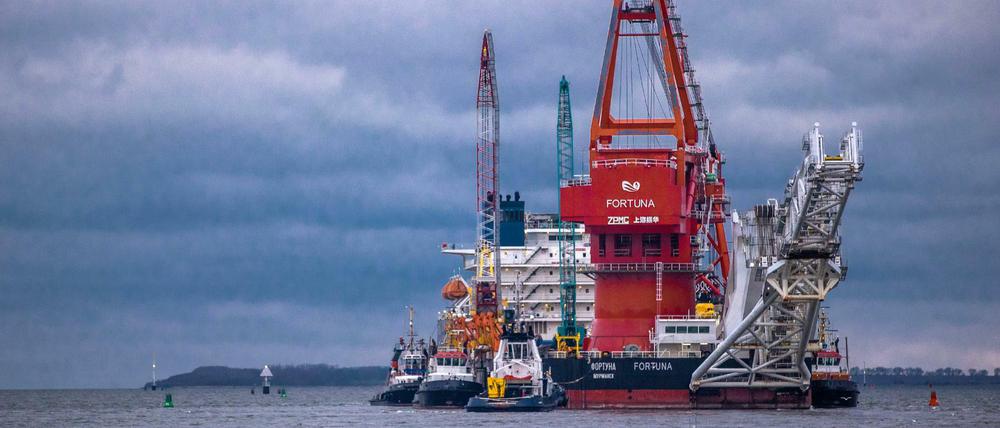 Ein russisches Rohr-Verlegeschiff. Bis Ende des Jahres soll Nord Stream 2 fertig sein.