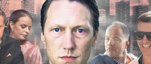 Vier Narzissten und eine unglückliche Frau. Henrik Kranz (Tobias Santelmann, v. l. n. r.), Hermine Veile (Agnes Kittelsen), ihr Mann Adam (Simon J. Berger), Jeppe Schøitt (Jon Øigarden) und William Bergvik (Pål Sverre Hagen). Foto: ZDF/Ingeborg Klyve