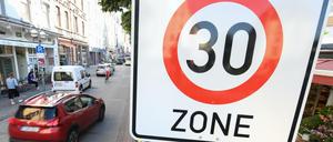 Eine Tempo-30-Zone in Frankfurt am Main.
