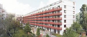 Quedlinburger Straße 45. Der temporäre Wohnraum wurde so konzipiert, dass die Flächen in der Nachnutzung ohne größeren Aufwand als reguläre Mietwohnungen vermietet werden können. 