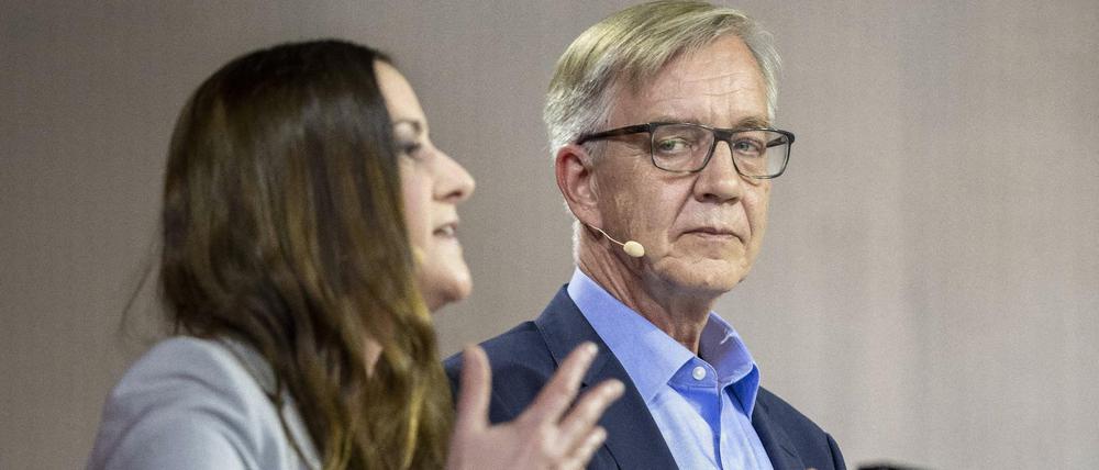 Das Spitzenduo der Linken für den Bundestagswahlkampf, Parteichefin Janine Wissler und Fraktionschef Dietmar Bartsch 