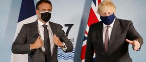 Frankreichs Staatschef Emmanuel Macron (links) und der britische Premier Boris Johnson am Samstag in Cornwall.